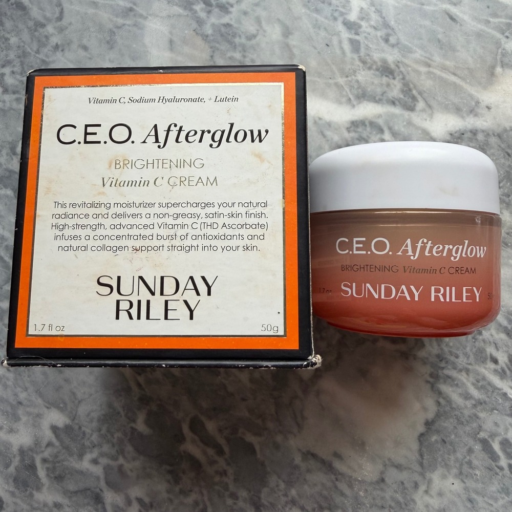 New Sunday Riley C.E.O. Afterglow Brightening Vitamin C Cream Moisturizer